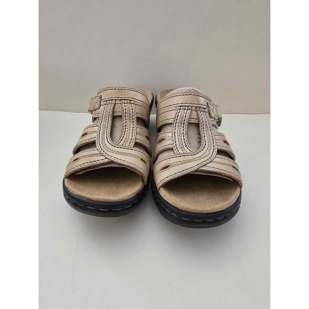 Clarks Lexi Belle Sand Leather Wedge Slide Sandals 37128 Womens Size 6 M New